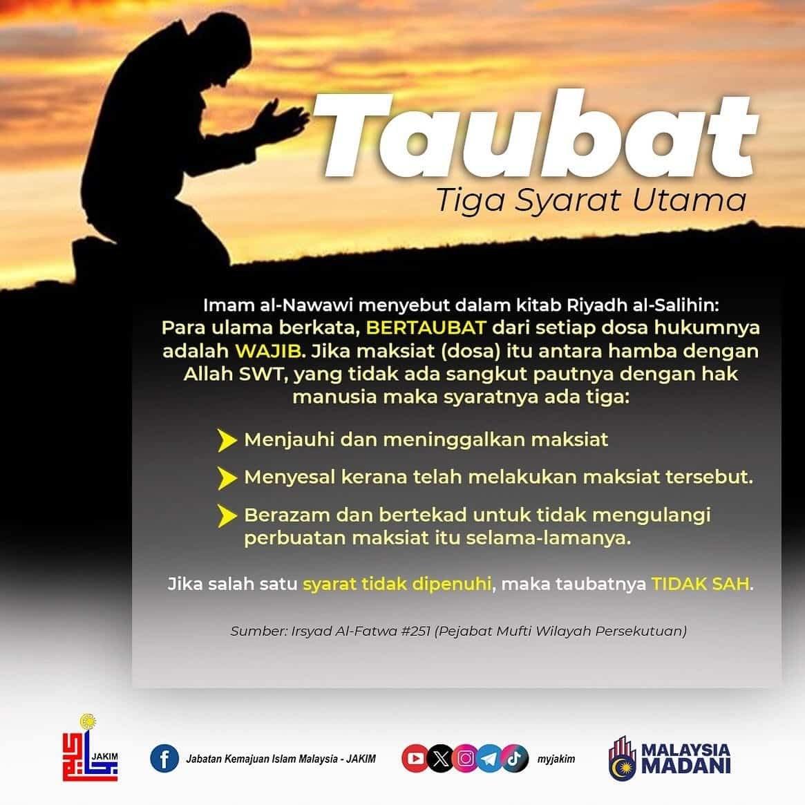 tiga syarat utama taubat