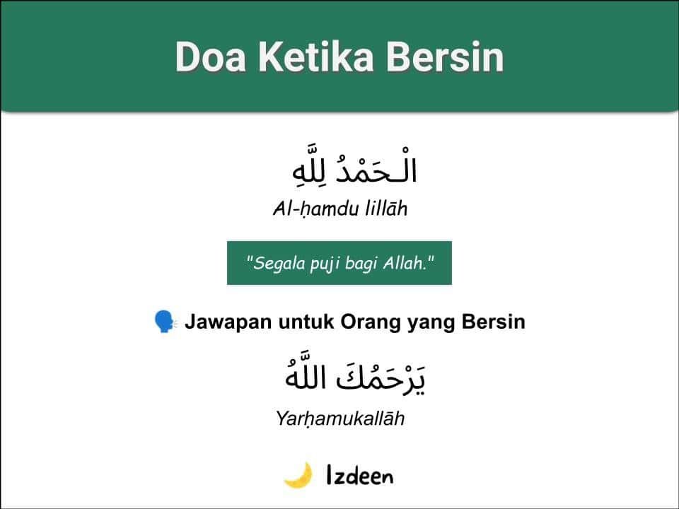 Teks doa ketika bersin, arab rumi, dan maksud
